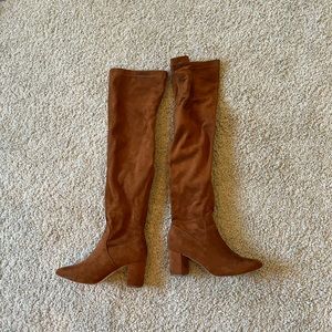 Knee high brown booties